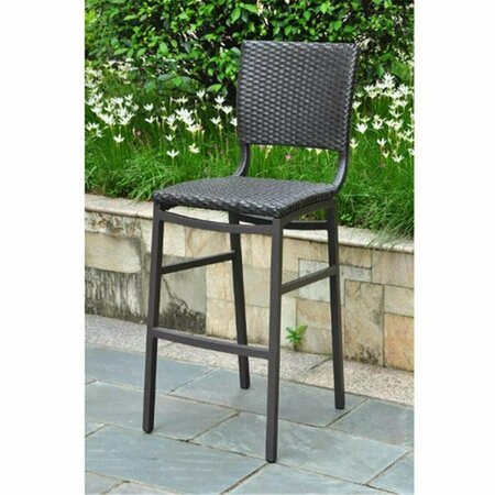 INTERNATIONAL CARAVAN Bardelona Resin Wicker-Aluminum Bar Bistro Chair - Black, 2PK 4215-2CH-BKA